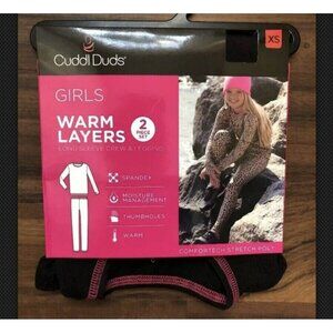Cuddl Duds Girls Warm Layers 2 Pc Set Long Sleeve Crew & Legging sz 4/5 XS